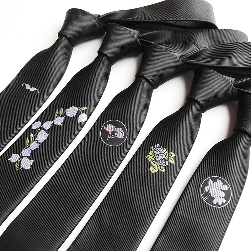 Rose embroidery tie 5cm Polyester silk Tie men Woven Neck Ties for man