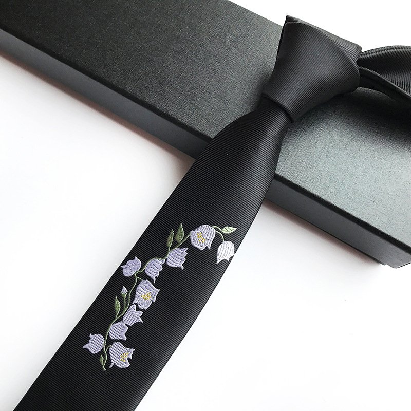 Rose embroidery tie 5cm Polyester silk Tie men Woven Neck Ties for man