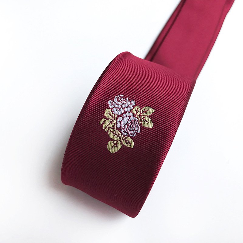 Rose embroidery tie 5cm Polyester silk Tie men Woven Neck Ties for man