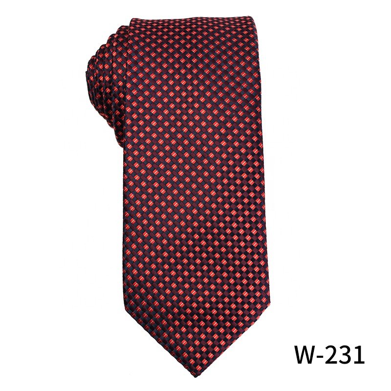 Custom handmade luxury fashion red ties manufacturers high quality Italian polyester tie, plaid dot fabric ties for weddings