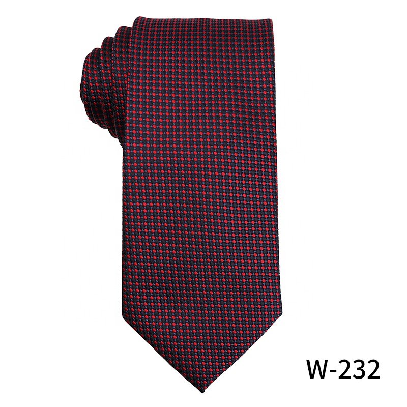 Custom handmade luxury fashion red ties manufacturers high quality Italian polyester tie, plaid dot fabric ties for weddings