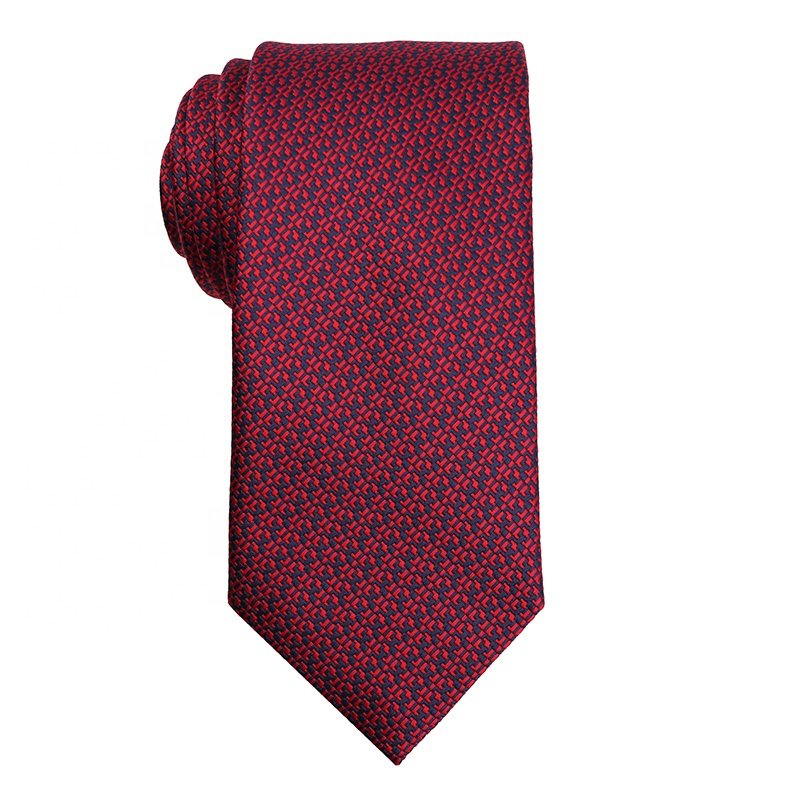 Custom handmade luxury fashion red ties manufacturers high quality Italian polyester tie, plaid dot fabric ties for weddings