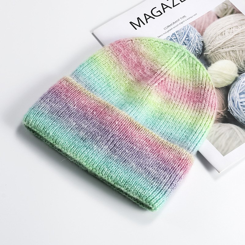 High quality acrylic wholesale adults winter knit hat tie dye beanies for women