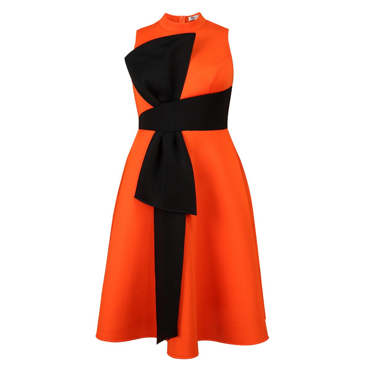 Ocstrade Women'S Clothing A-Line Plus Size Dresses Color Block Orange And Black Bow Tie Sleeveless Chic Evening Dress Big Size