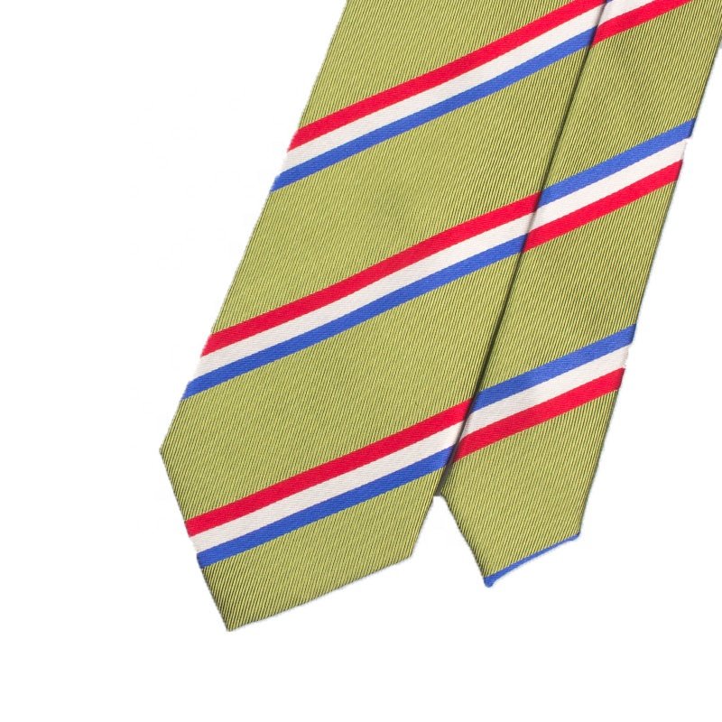 High Quality Silk Green silk Ties Quality For Men Wholesale Business Necktie Silk Italy Stripe Necktie De Luxe Hommes