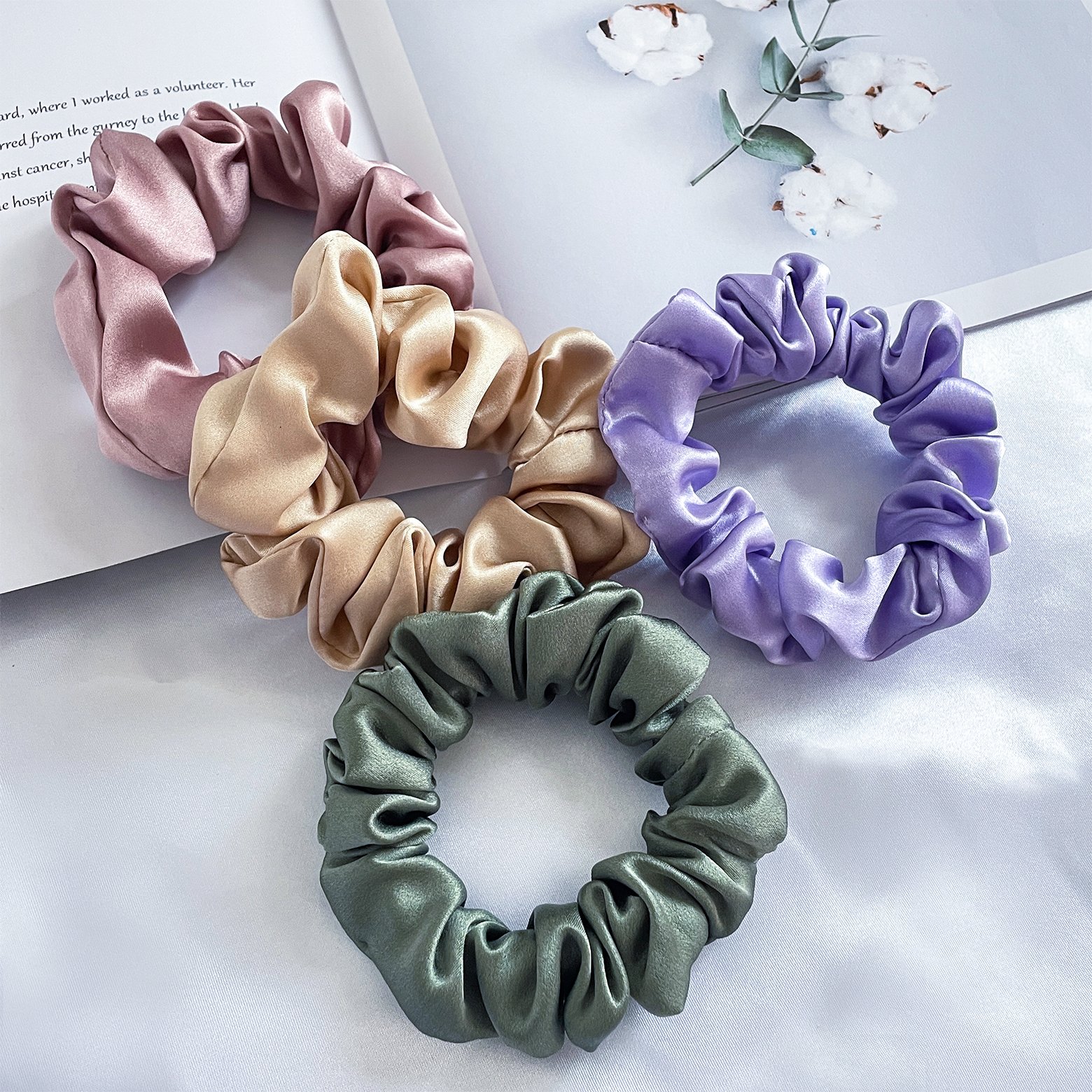 Custom Hair Scrunchies 19/22mm High elasticity Silk Scrunchies 100% Pure Satin Silk Hair Scrunchy For Lady
