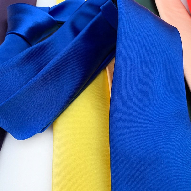 Factory directly wholesale mens plain coloured tie solid colors polyester multicolor plain black tie men necktie