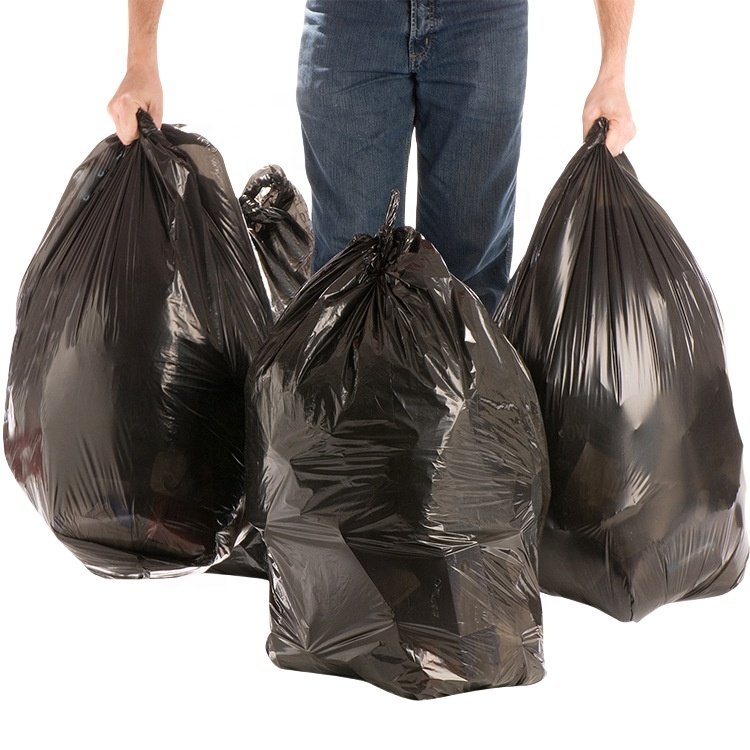 Custom Plastic Pe 55-60 Gallon Contractor Rubbish Trash Bags cross tie 3.0 Mil, Large Black Cross Tie Heavy Duty Garbage Bags