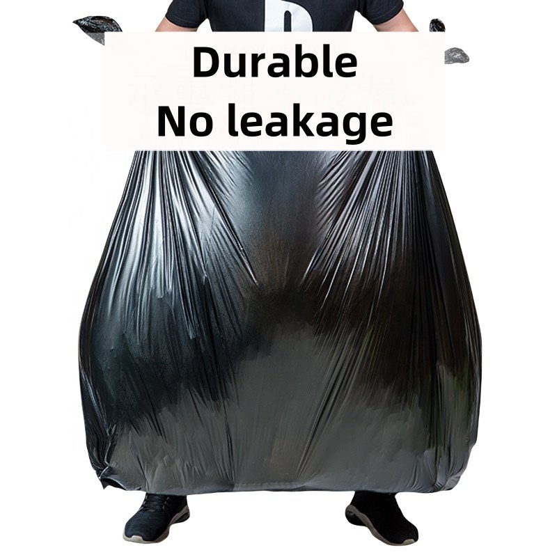 Custom Plastic Pe 55-60 Gallon Contractor Rubbish Trash Bags cross tie 3.0 Mil, Large Black Cross Tie Heavy Duty Garbage Bags