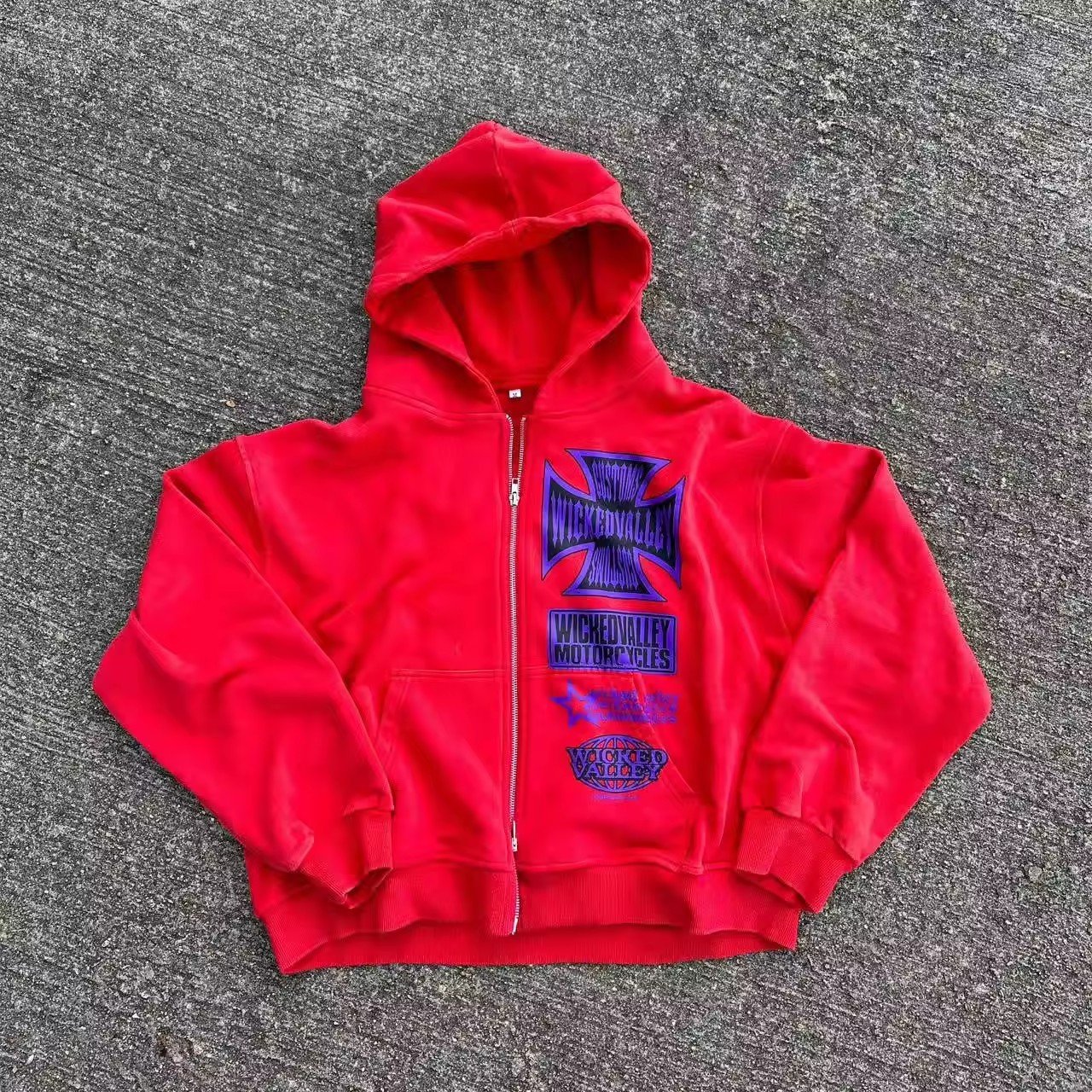 Custom High Quality Heavyweight Boxy Vintage Streetwear Distressed Zip Up Cropped Acid Washed Screen Printing zipper Hoodie Men
