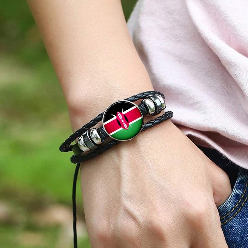 80 Model Kenya Country Flag Map Tie Clip Lapel Pin Ring Brooch Cuff Link Necklace Bracelet Earrings Key Chain Kenyan Jewelry Set