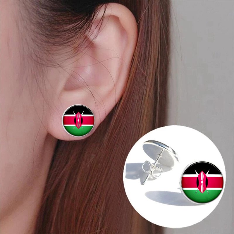 80 Model Kenya Country Flag Map Tie Clip Lapel Pin Ring Brooch Cuff Link Necklace Bracelet Earrings Key Chain Kenyan Jewelry Set