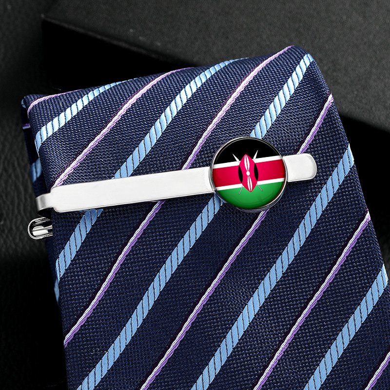 80 Model Kenya Country Flag Map Tie Clip Lapel Pin Ring Brooch Cuff Link Necklace Bracelet Earrings Key Chain Kenyan Jewelry Set