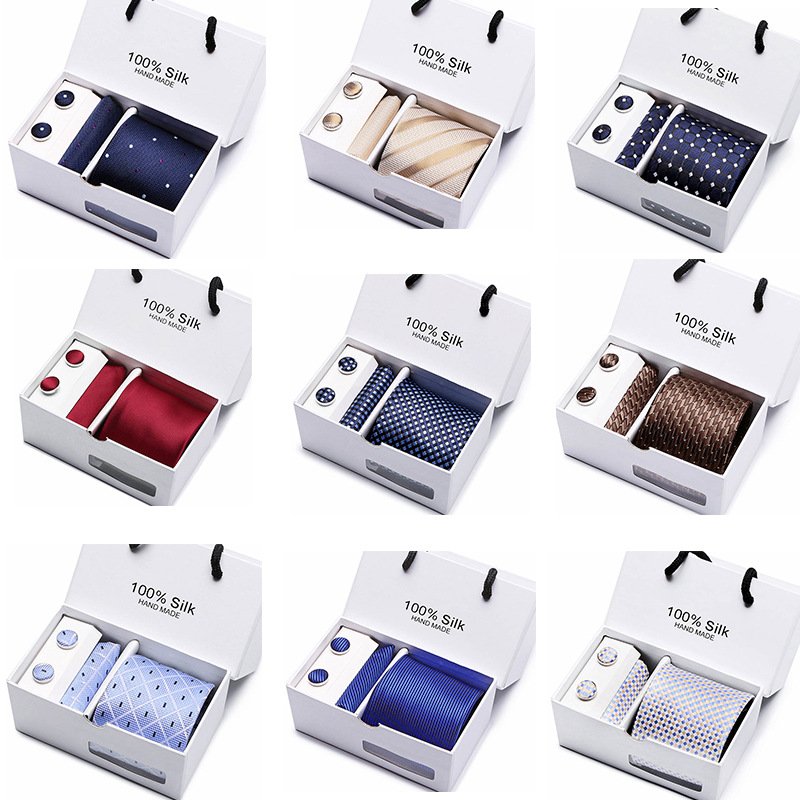 Wedding Party Neckties & Handkerchief Tie 3Pcs Set