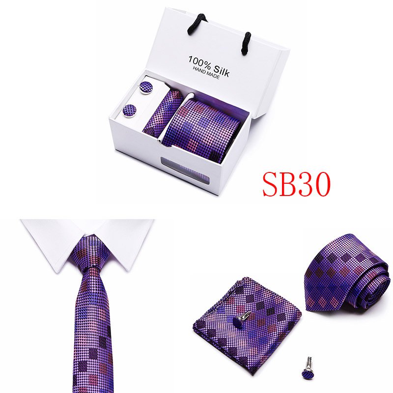 Wedding Party Neckties & Handkerchief Tie 3Pcs Set