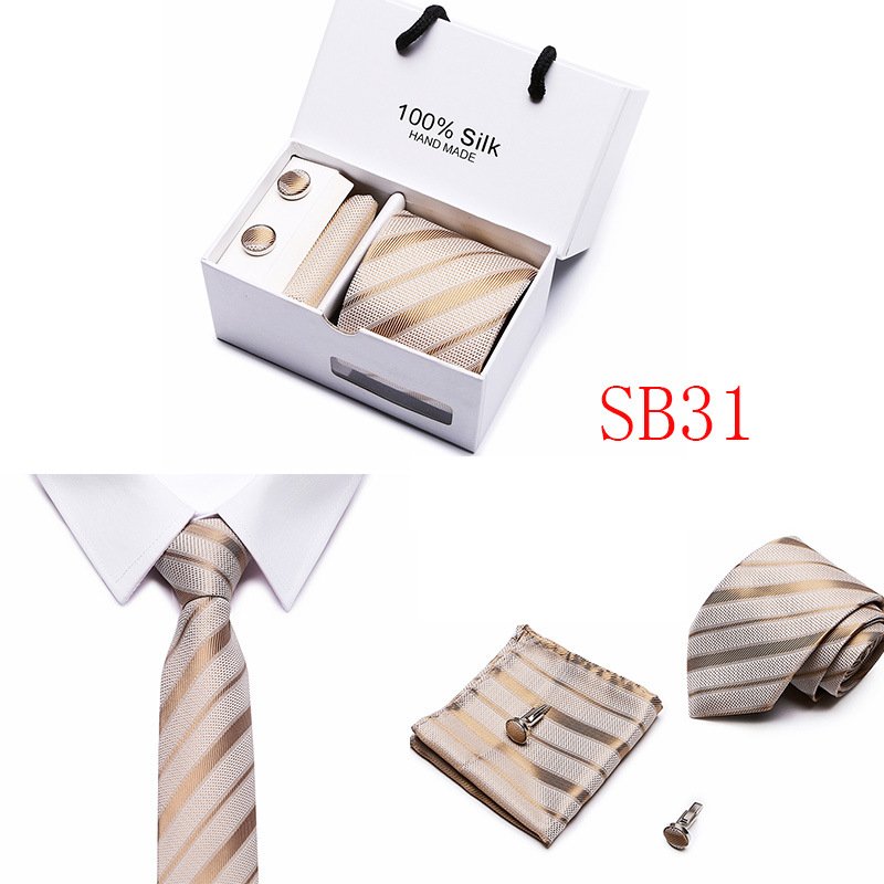 Wedding Party Neckties & Handkerchief Tie 3Pcs Set