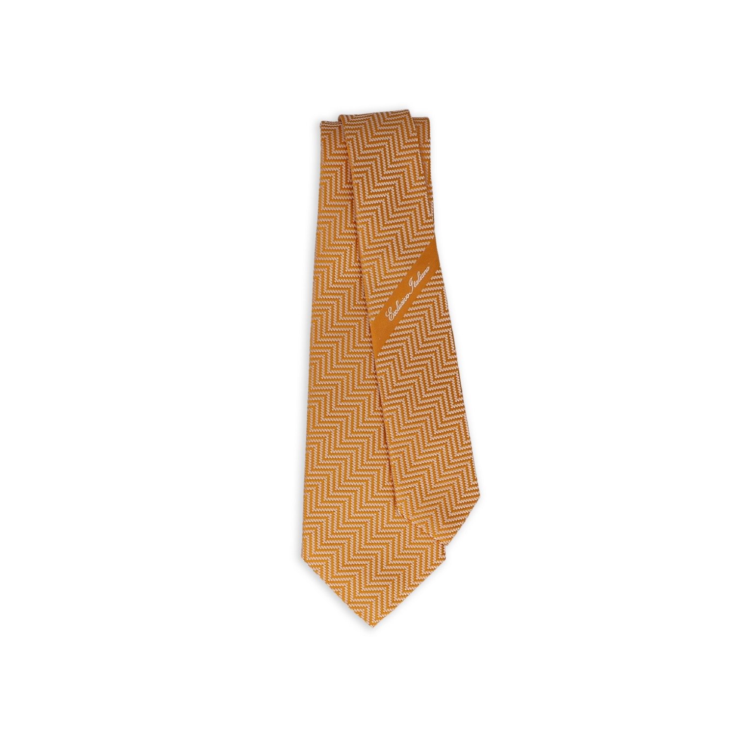 Premium Italian Seven-Fold Silk Ties - 148 cm Jacquard Milano Orange - Add a Touch of Luxury to Your Outfit