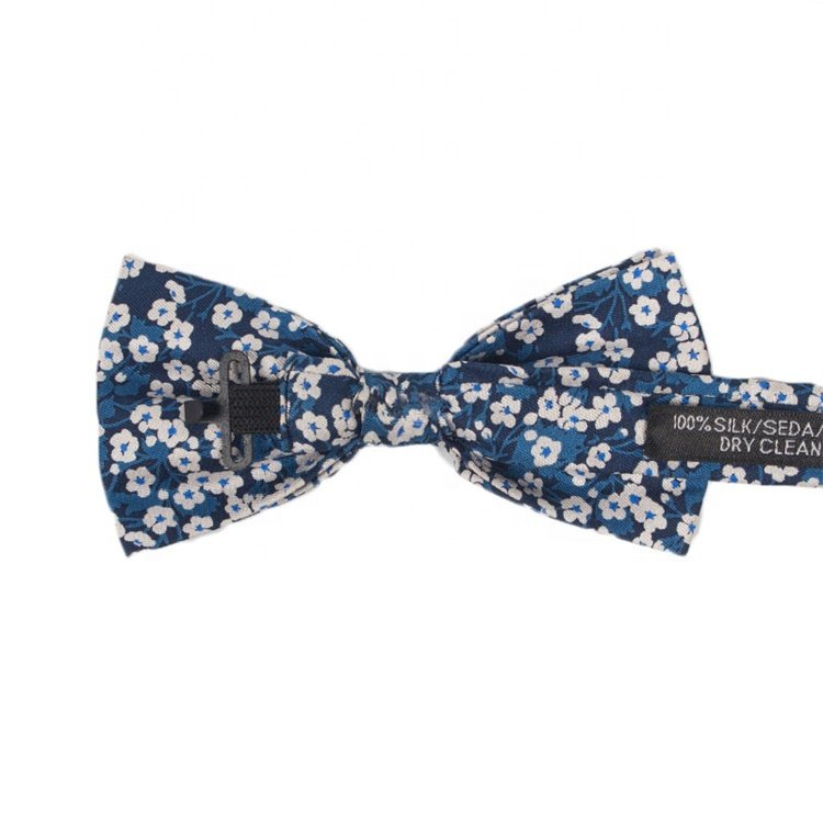 Cheap Classic Wedding Blue Bow Tie White Flower Bowtie For Men