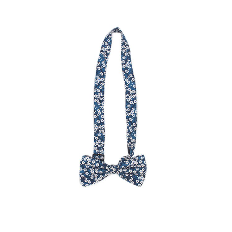 Cheap Classic Wedding Blue Bow Tie White Flower Bowtie For Men
