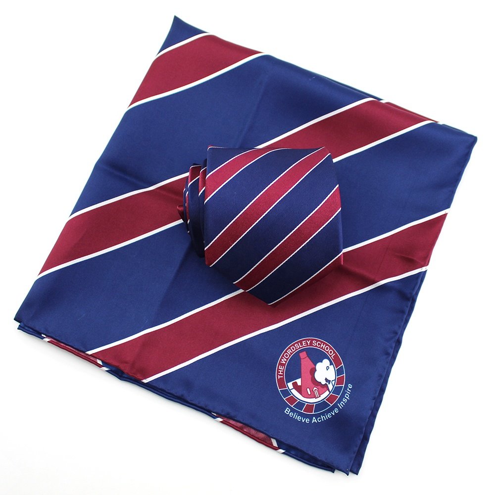 China Wholesale Handmade Jacquard Woven Logo Necktie Burgundy Striped Uniform Scarf Tie Set Mens Custom School Silk Ties