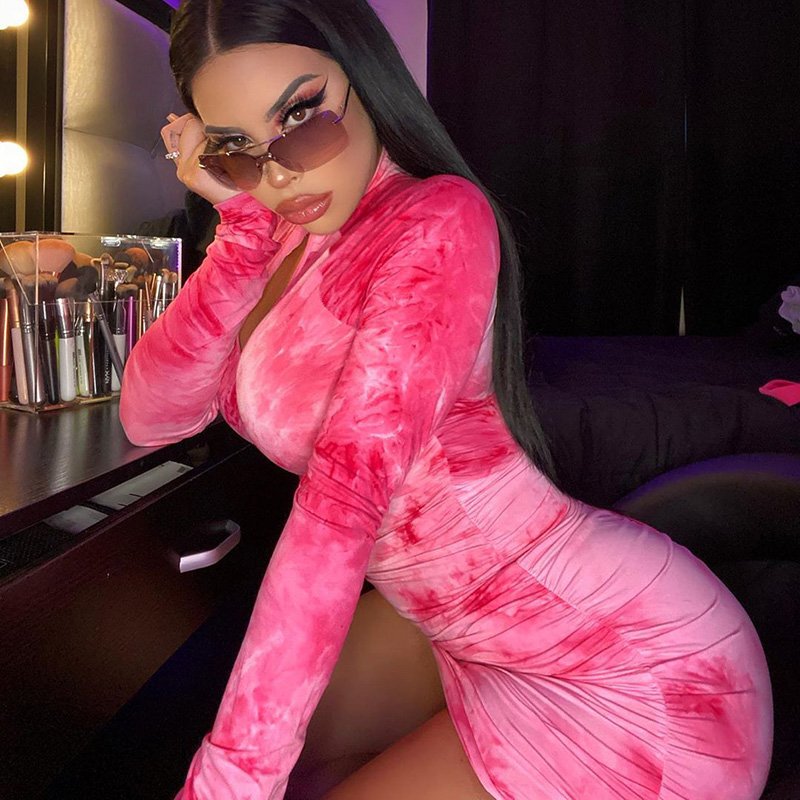 New 2024 Spring And Summer Wholesale Fall Clothing Women Long Sleeve Turtleneck Bodycon Dress