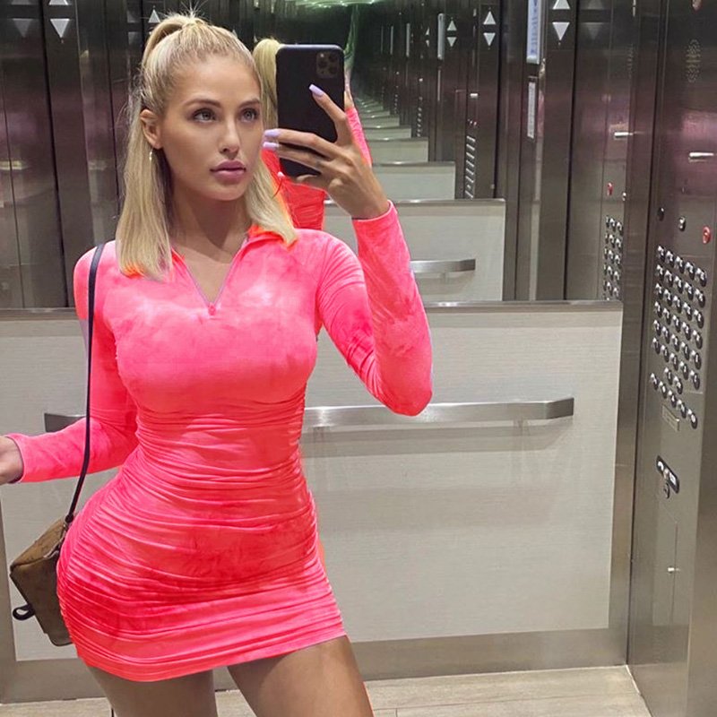 New 2024 Spring And Summer Wholesale Fall Clothing Women Long Sleeve Turtleneck Bodycon Dress