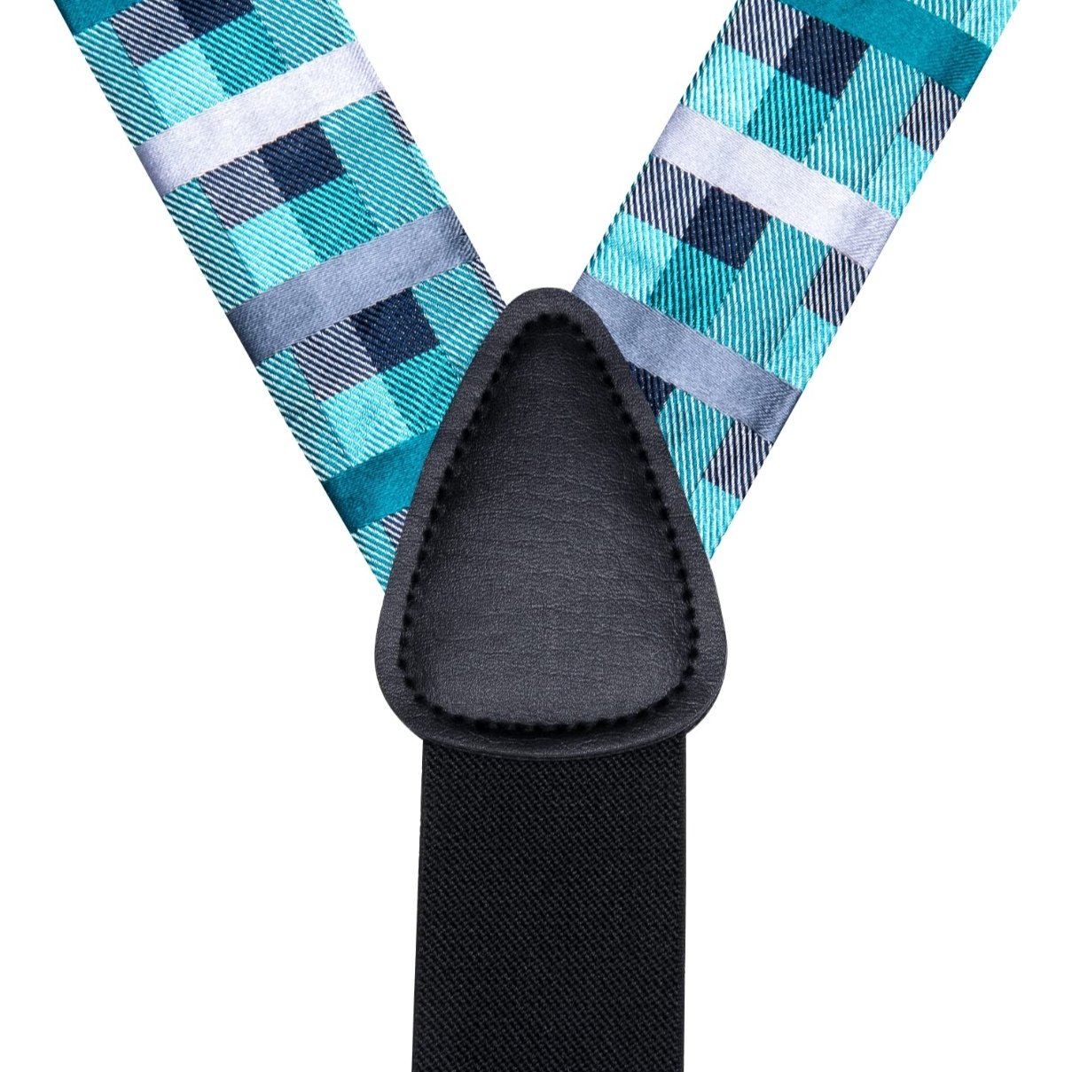 100% Pure Silk Weave Woven Jacquard Aqua Bowtie and suspender Sets Customization For Men Classic Ties