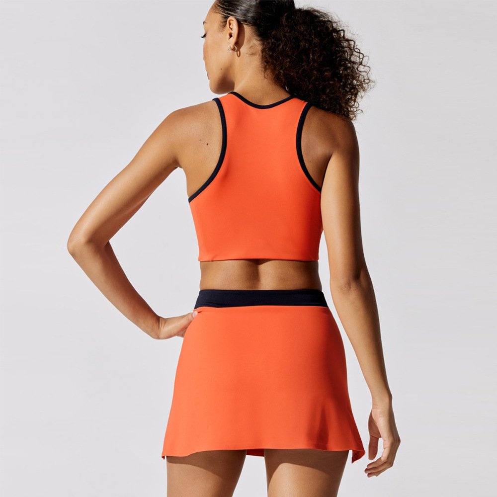 2 Piece Tennis Dress for Women Pleated Tennis Skirt Sleeveless Racerback Padded Crop Top Golf Workout Outfits