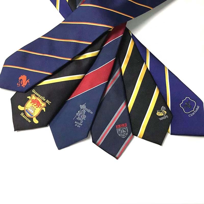 Luxury High Quality Black Striped Woven Necktie Pure Silk Custom Logo Regalia Neck Ties For Men