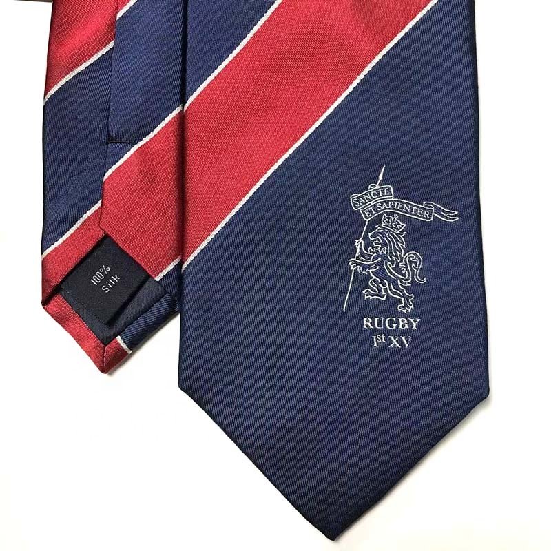 Luxury High Quality Black Striped Woven Necktie Pure Silk Custom Logo Regalia Neck Ties For Men