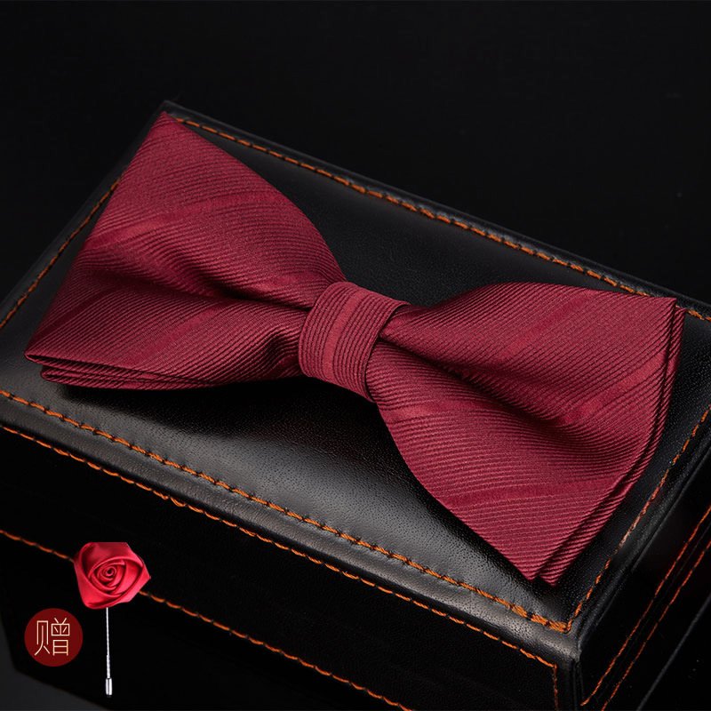 Trend Tie Men's Wedding Groom Groomsman Korean Suit Wine Red Men's Bow Tie