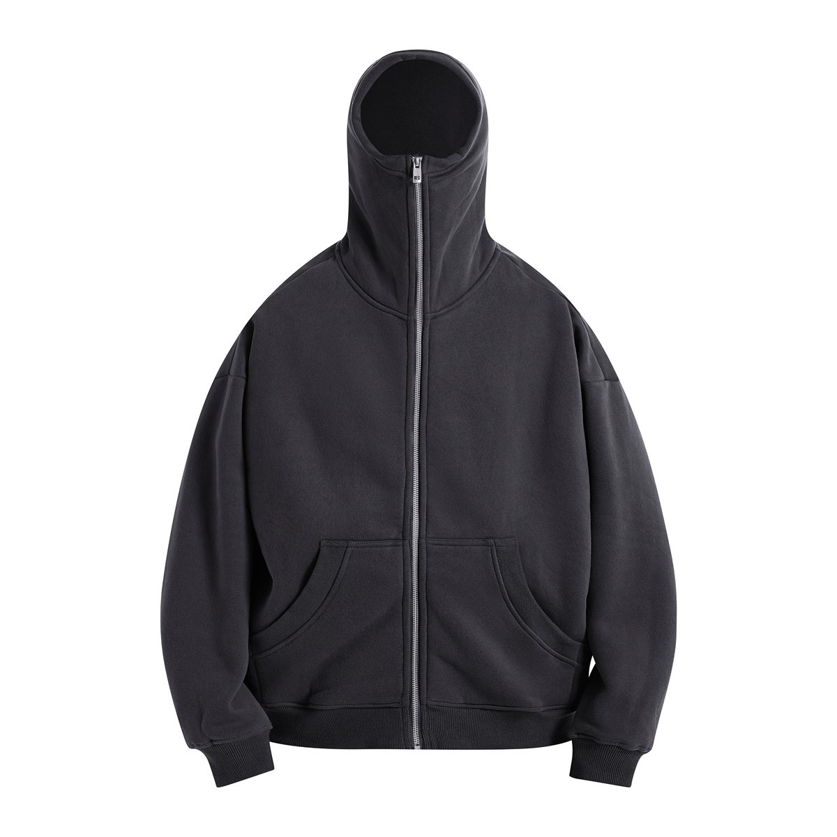 Wholesale Custom Printing Heavyweight Cotton Men's Hoody Masked Dark 360 GSM Plush Thick Set Zipper Hooded Sweater for Men