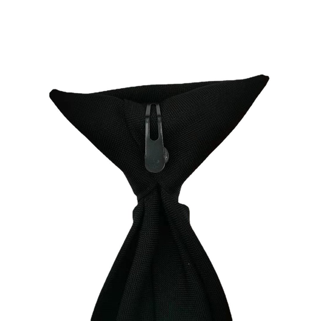 Mens Security Uniform Black Polyester Ties Custom Design Necktie Logo Clip on Tie For Unisex