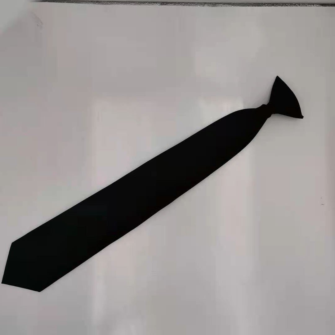 Mens Security Uniform Black Polyester Ties Custom Design Necktie Logo Clip on Tie For Unisex
