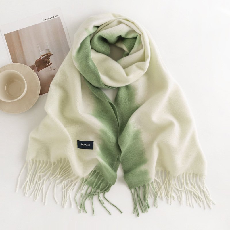 Wholesale Cashmere Like Gradient Color Tassels Tie Dye Pashmina Scarf Shawl For Ladies Womens