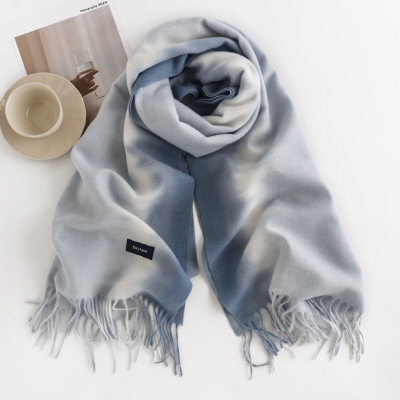 Wholesale Cashmere Like Gradient Color Tassels Tie Dye Pashmina Scarf Shawl For Ladies Womens