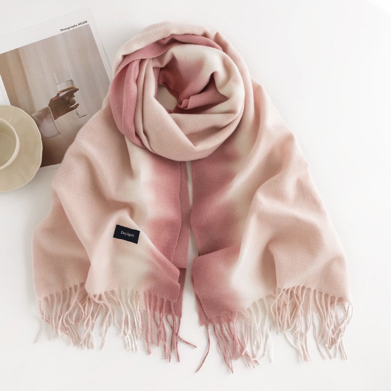 Wholesale Cashmere Like Gradient Color Tassels Tie Dye Pashmina Scarf Shawl For Ladies Womens