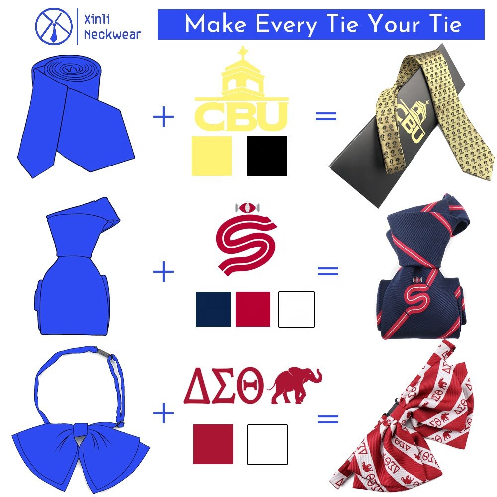 Royal Blue Polyester Satin Jacquard Phi Beta Sigma Fraternity Logo Necktie Formal Stripe Customized Neck Ties