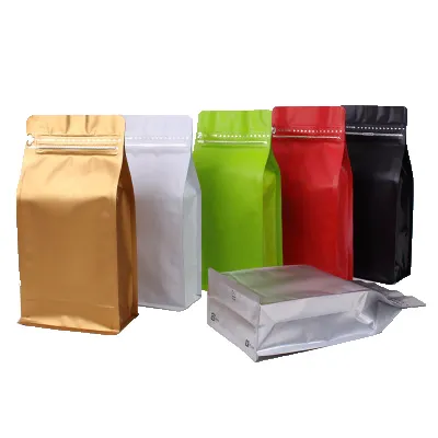 Flat Bottom Coffee Pouch Bags Custom Printed Coffee Beans Packaging Bag with Valve Custom Coffee Aluminum Foil 250G 500G 1kg