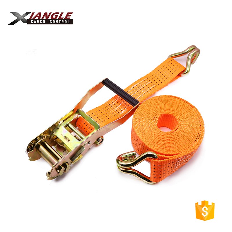 Heavy duty 2 inch 50mm 5000kgs adjustable truck transport strap ratchet tie down with double J hooks