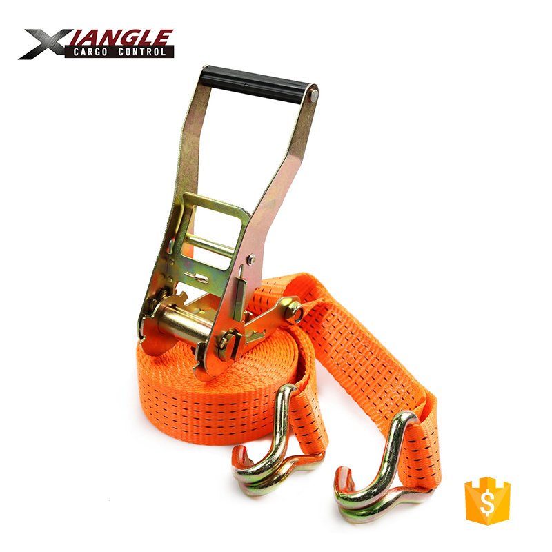 Heavy duty 2 inch 50mm 5000kgs adjustable truck transport strap ratchet tie down with double J hooks