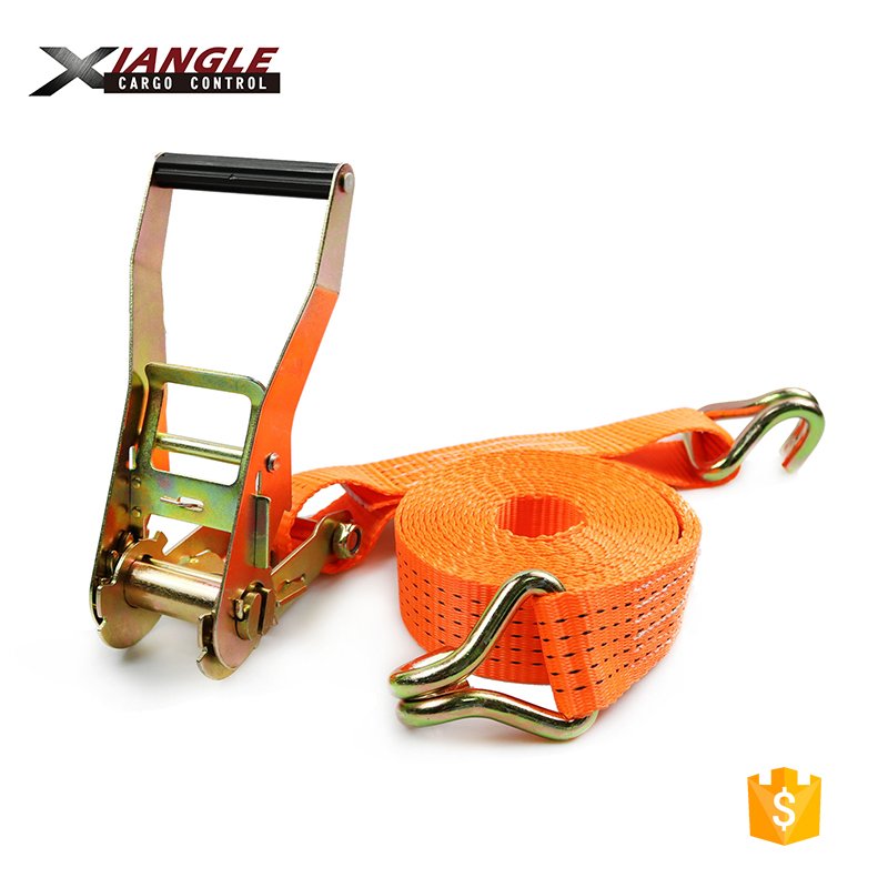 Heavy duty 2 inch 50mm 5000kgs adjustable truck transport strap ratchet tie down with double J hooks