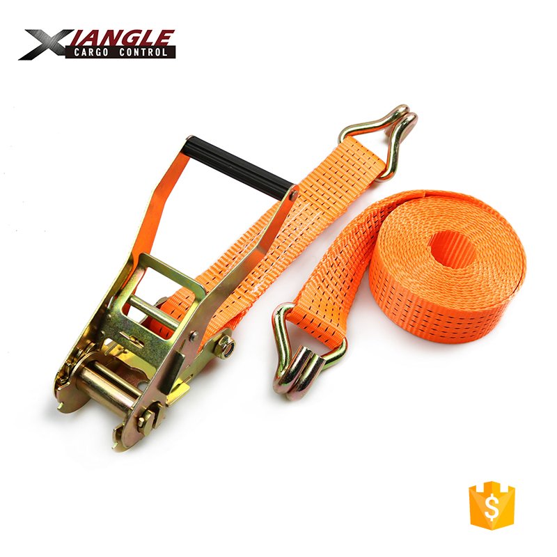 Heavy duty 2 inch 50mm 5000kgs adjustable truck transport strap ratchet tie down with double J hooks