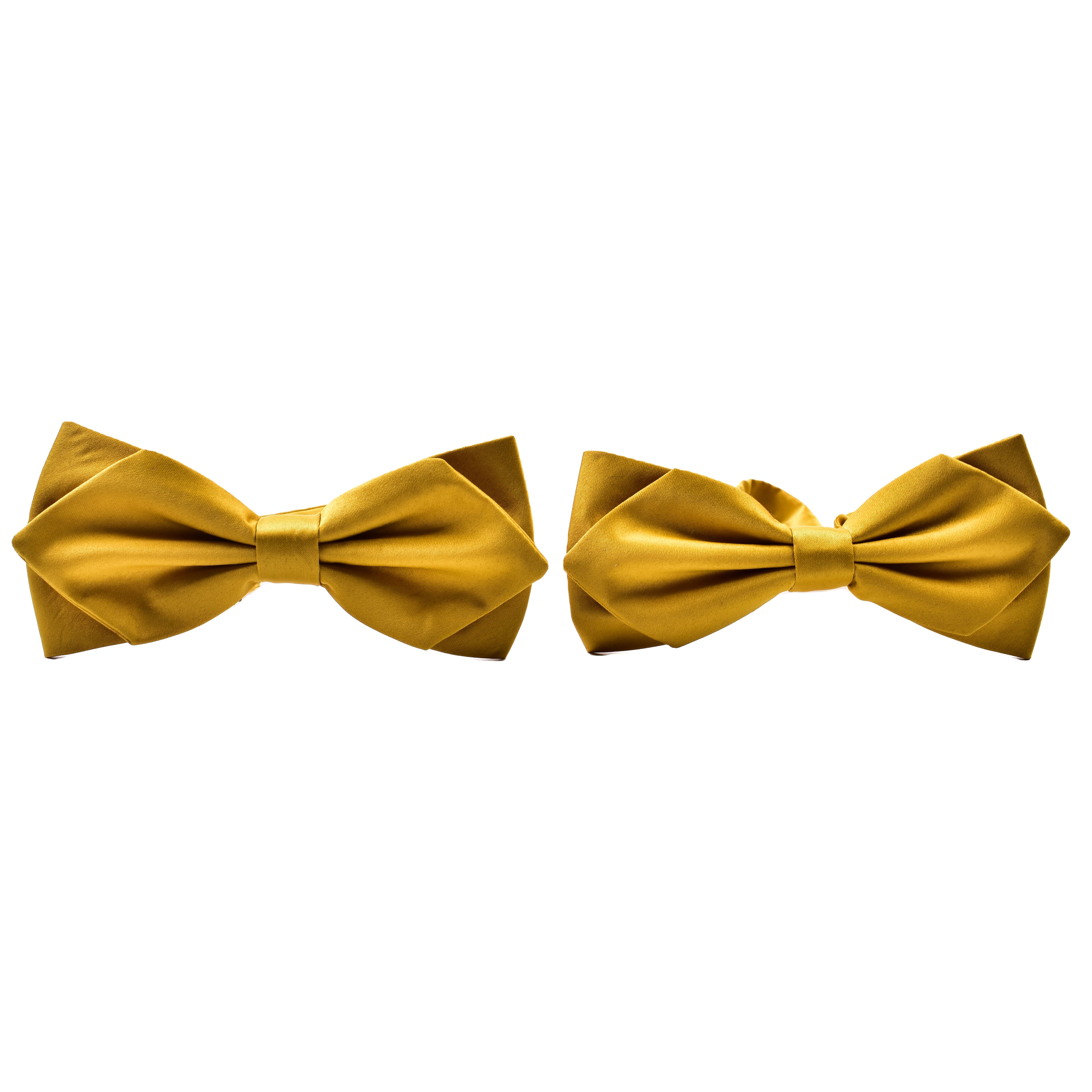 Handmade Men's Double-Layer Solid Yellow Diamond Polyester Bow Tie New Style Adjustable Fashionable Casual Design