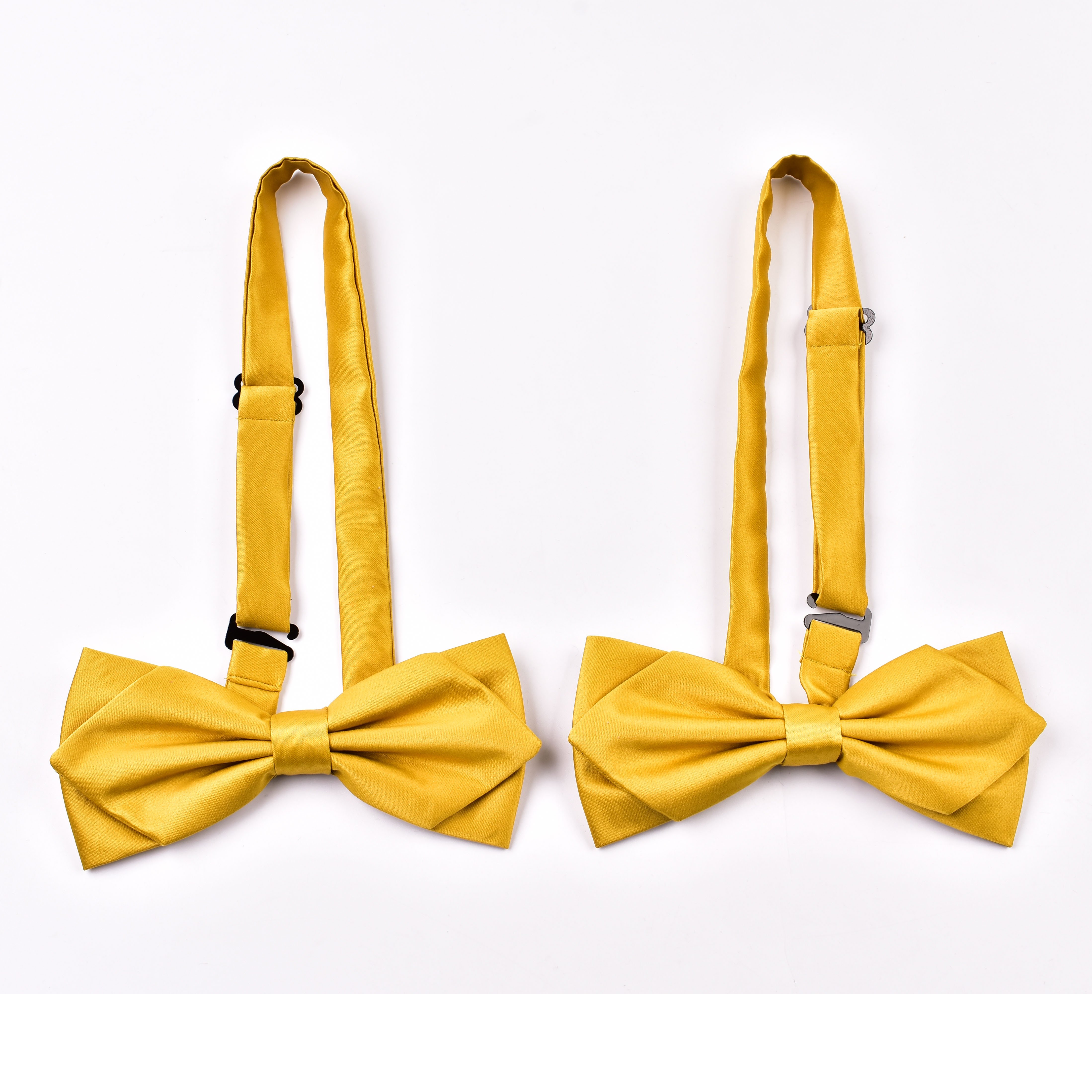 Handmade Men's Double-Layer Solid Yellow Diamond Polyester Bow Tie New Style Adjustable Fashionable Casual Design
