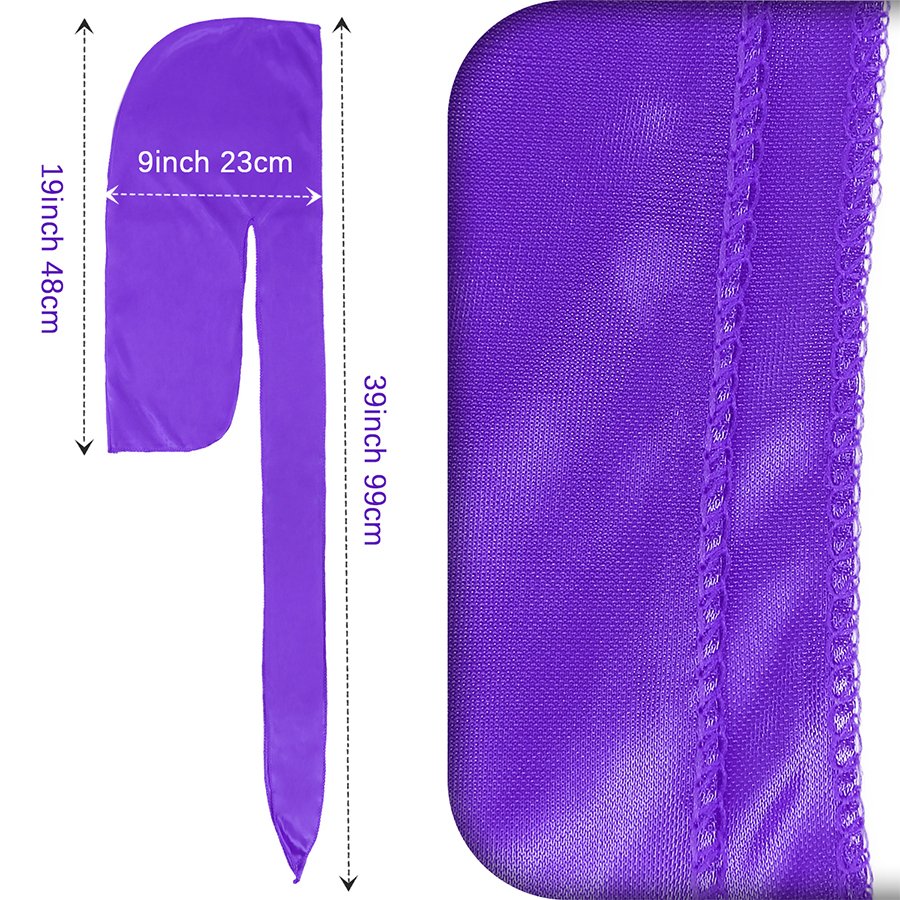 Wholesale Luxury Printed Silk Extra Long Tie Bandana Durag Doo Rags Silky Satin Du Rags Custom Logo Designer Wave Durags for Men