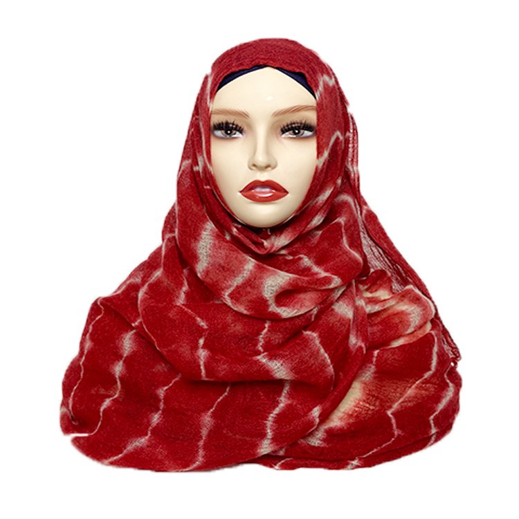 Designers ethnic tie-dye wool cashmere head Scarf khimar cotton hijab plangi tassel pashminas shawls for Muslin women fashion