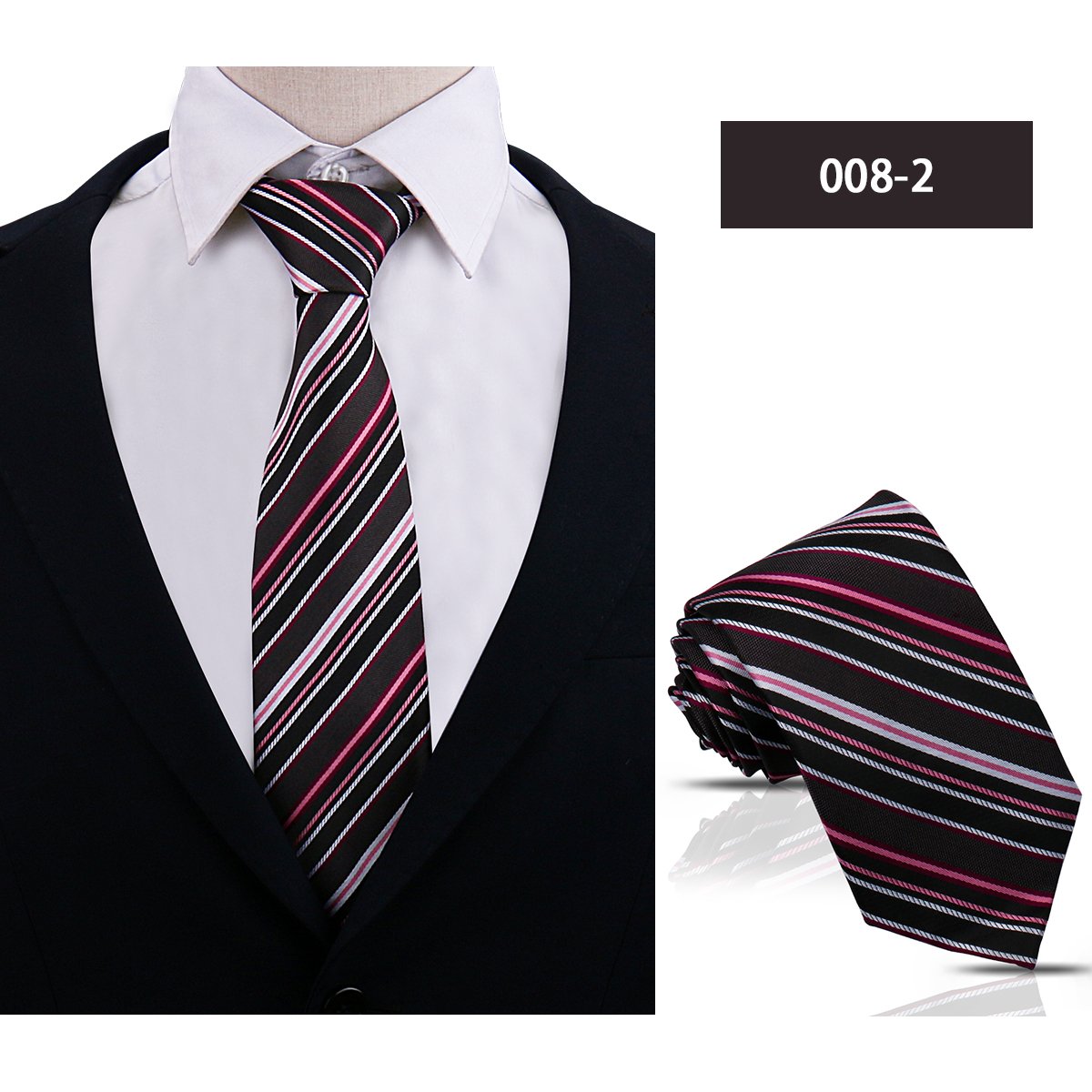 8cm Handmade Red Blue Stripe Tie High Quality Silk Red Stripe Neckties For Men Polyester Cheap Ties For Man
