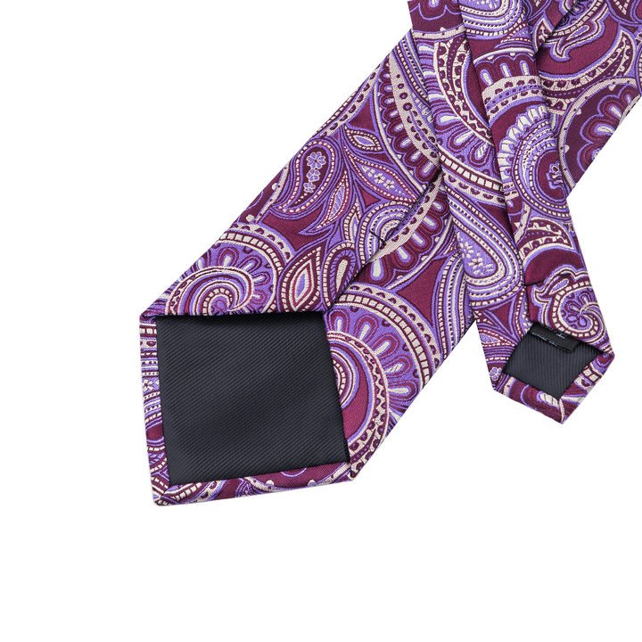 Hot Sale Fashion Italian Handmade Silk Purple Paisley Necktie Mens Tie Set