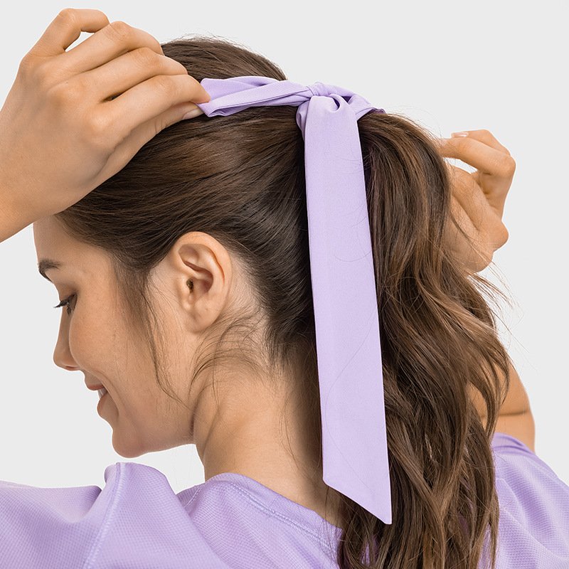 YMR-DA373 Women's Solid Color Casual Elastic Hairband Sports Polyester Head Band Bowknot Ribbon